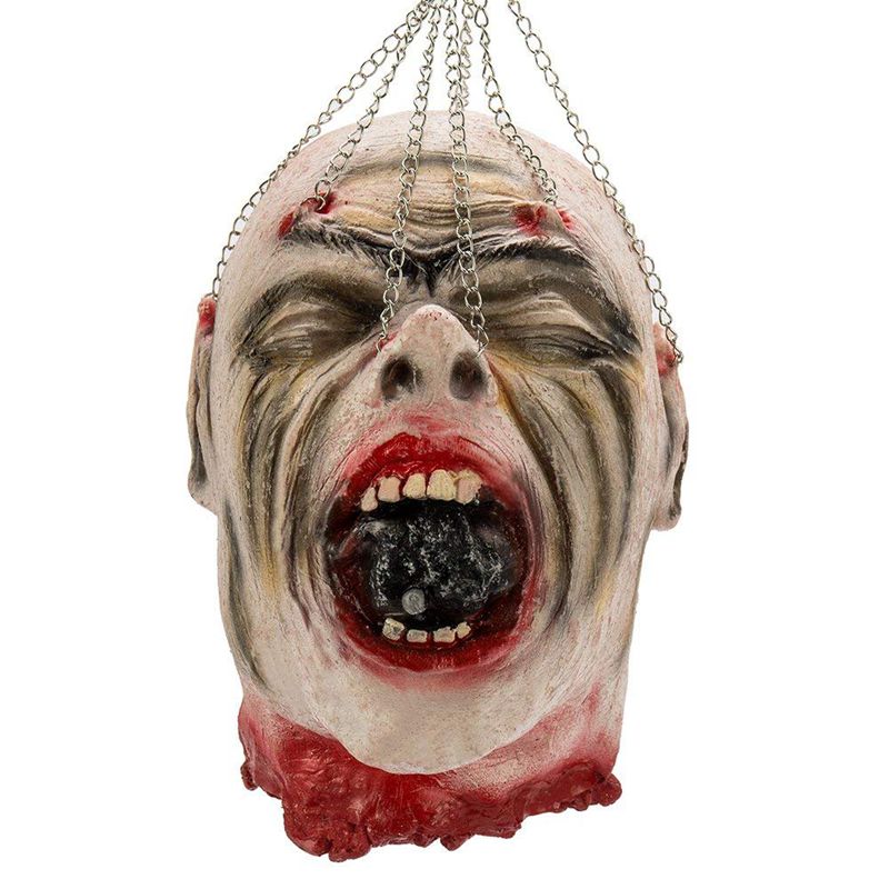 Halloween rekvisita hängande blodig död man ond huvud latex skräck hemsökt läskigt rum dekoration stil 03