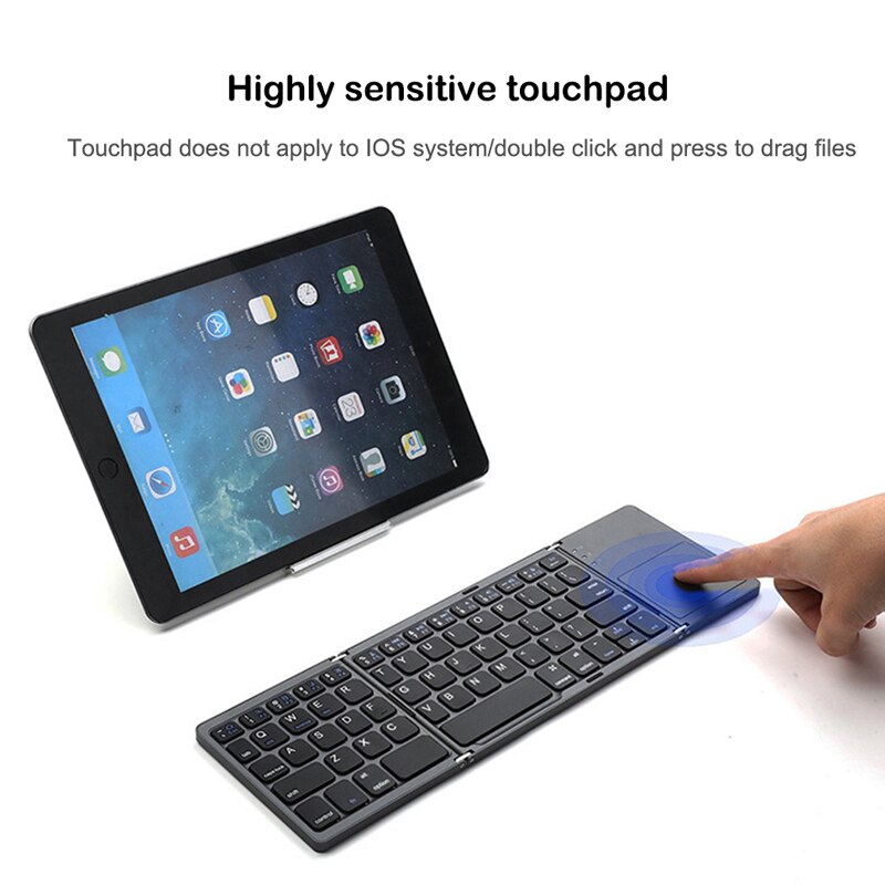 Mini Handy Wireless Three Foldable Bluetooth Keyboard With Folding Touchpad Portable Keypad For IOS/Android/Windows ipad Tablet