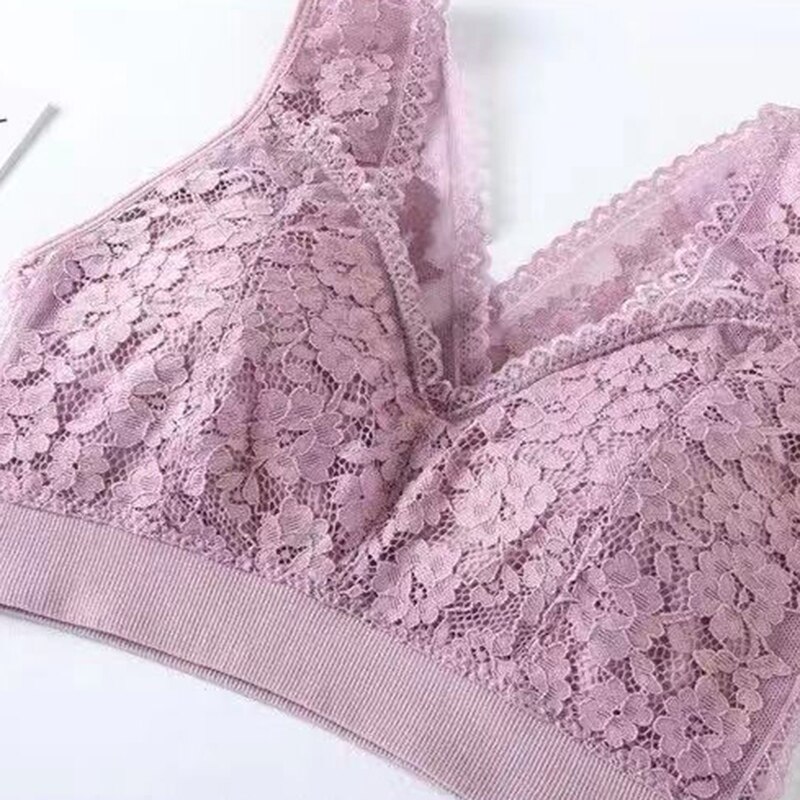 Sømløst undertøy dyp v-hals bralette sommer blonder trådløse bher dameundertøy myke aktive bh'er med stor stropp