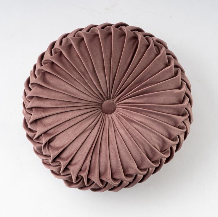 Cojín redondo de terciopelo de 35cm para sofá, almohada rellena, puf futón en el suelo: brown
