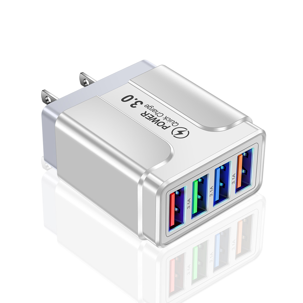 Cargador USB 3,0 de carga rápida para móvil, adaptador QC 3,0 para Xiaomi, iPhone X, enchufe europeo y estadounidense: KR