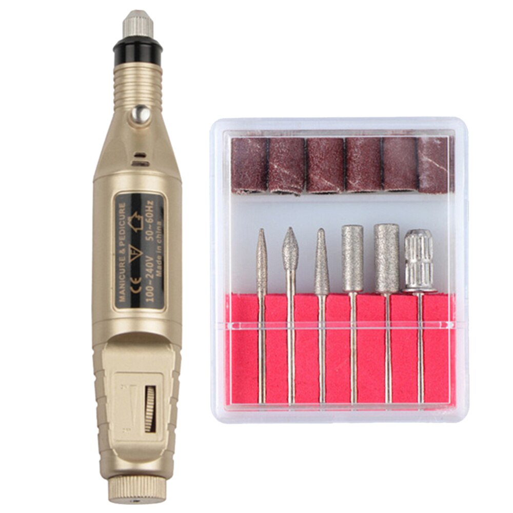 1 set nagelvijl mini draagbare duurzame elektrische nagelvijl nagelkunstgereedschap nagelpolijstmachine voor thuis: Gouden