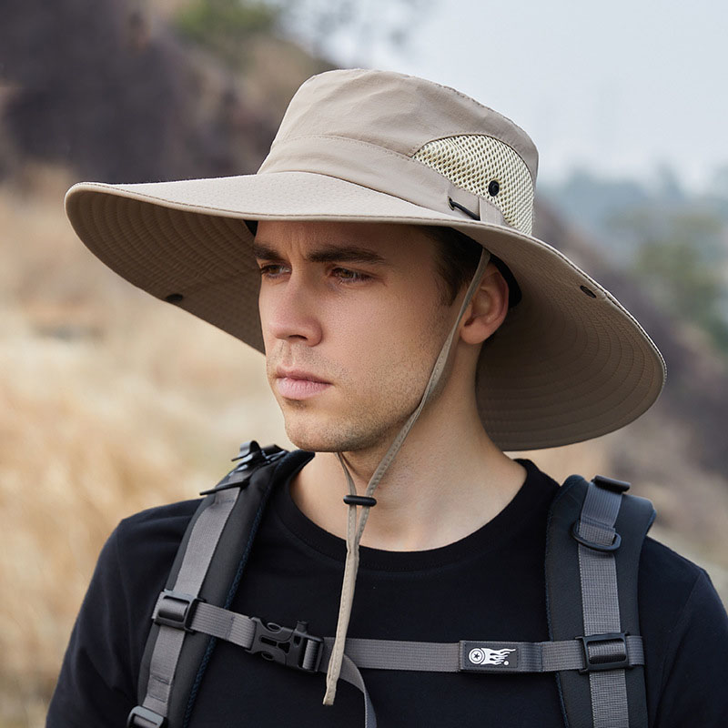 Fiskarmössa sommar stor brätte hatt män kvinnor bucket hat manlig utomhus andningsbar vattentät solskydd fiskehattar resor