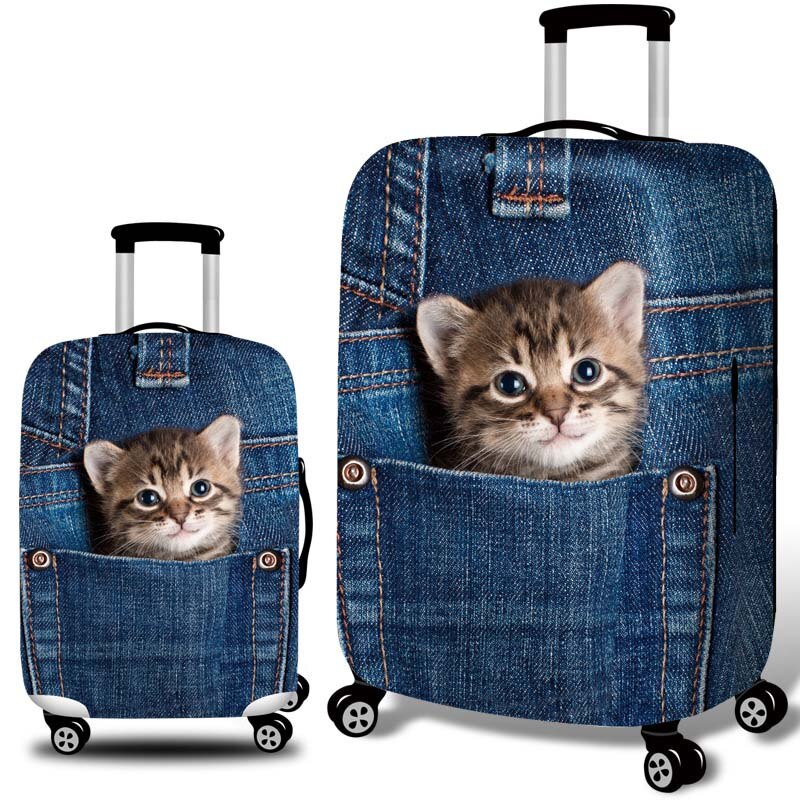TLDGAGAS Stretch Fabric Cute Cat Luggage Protective Cover Suit 18-32 Inch Trolley Suitcase Case Covers Travel Accessories: E / M