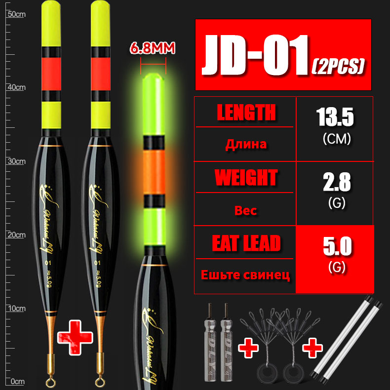 WAKASUI 2PCS/Set LED Electronic Rock Fishing Float With A Long Distance Of 6.8MM High Sensitivity Short Night Fishing Float: VIOLET/紫罗兰