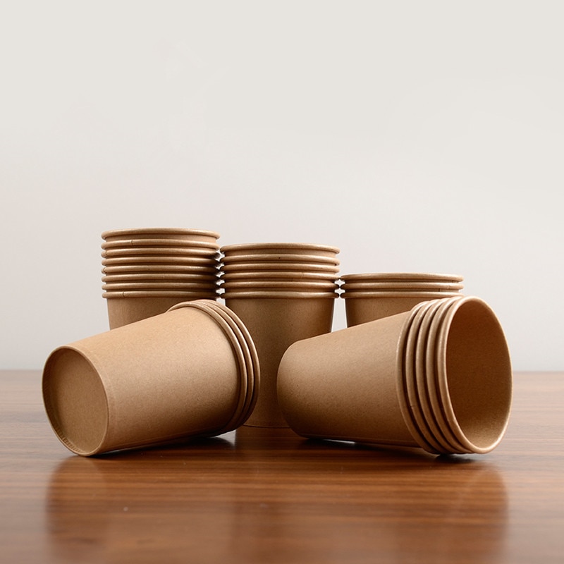 100 Stks/pak Papier Koffiekopje Wegwerp Papier Cup Met Deksel Cover Eco Vriendelijke Thee Cup Drinken Accessoires
