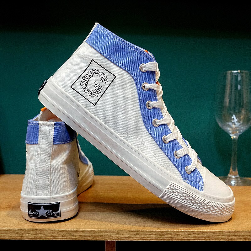 Luozheke chaussures d'été en toile pour hommes chaussures pour hommes chaussures décontractées chaussures en tissu pour hommes chaussures de skateboard chaussures montantes: Blanc / 7.5
