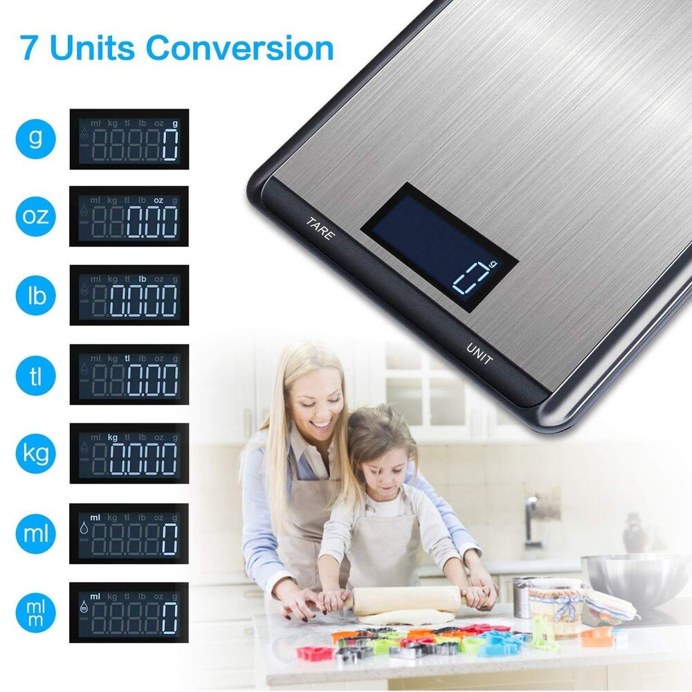 Kitchen Scales Digital LCD Backlight Display Stainless Steel Electronic Food Weight Balance Scales For Kitchen Cooking5/10Kg/1g