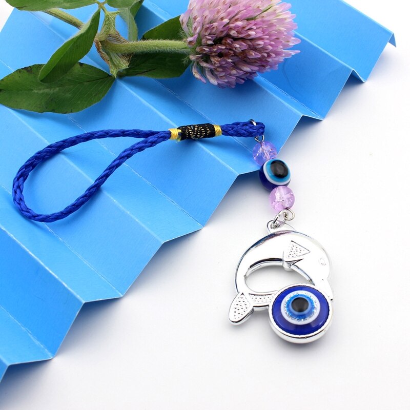 Turks Blauwe Boze Oog Dolfijn Hanger Amuletten Lucky Charm Opknoping Ornament Voor Thuis Slaapkamer Woonkamer Auto Decoratie Housewarm