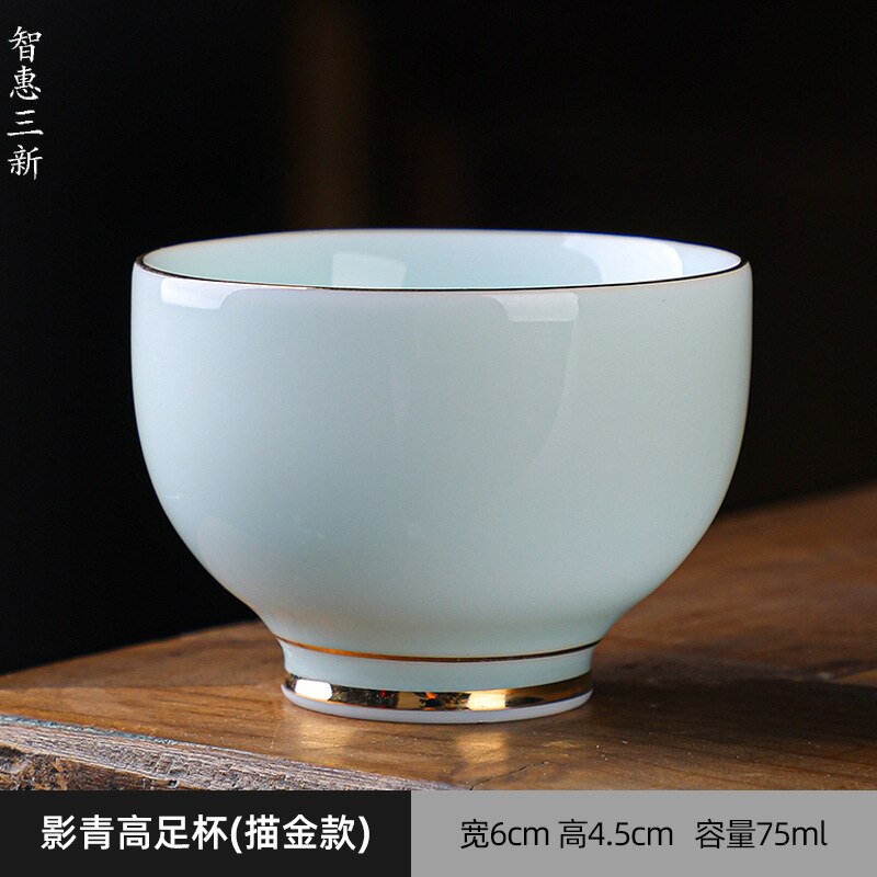 Porcelana blanca de Jade gordo de cordero, taza de té de cerámica Guanhai, juego de té de Kung Fu para el hogar, vajilla de Ceremonia de té,: Naranja