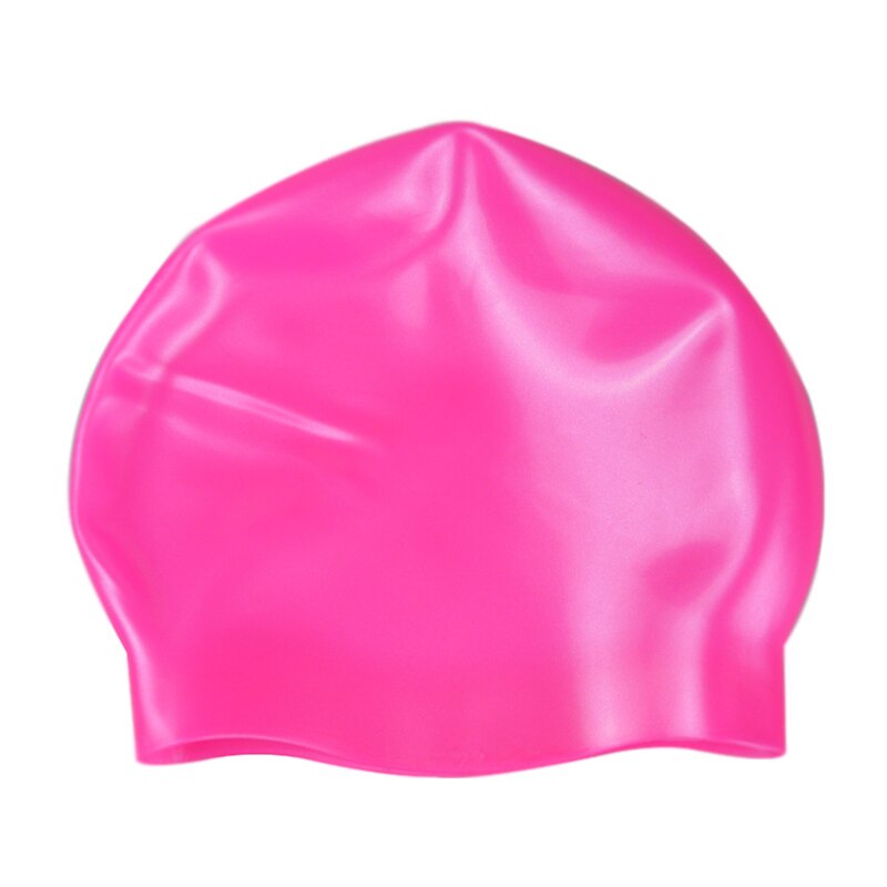 Silicone Rubber Swimming Cap Waterproof Swim Caps Elasticity Hat Swimming Competition Accessorie student Adult Men Women 9 color: Pink