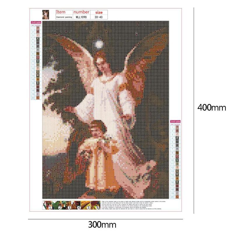 5D DIY Full Drill Diamond Painting Guardian Angel Butterfly Cross Stitch Needlework Kit Home Decor Oxidation Resistance 40*30cm: G