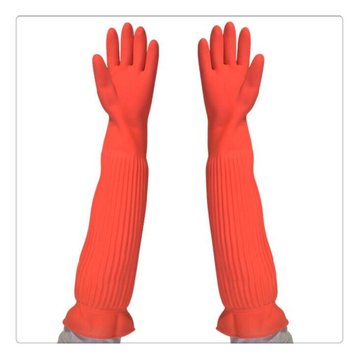 1pc 45/55cm allonger ultra longs gants en caoutchouc imperméables bol plat gants en latex gants en caoutchouc