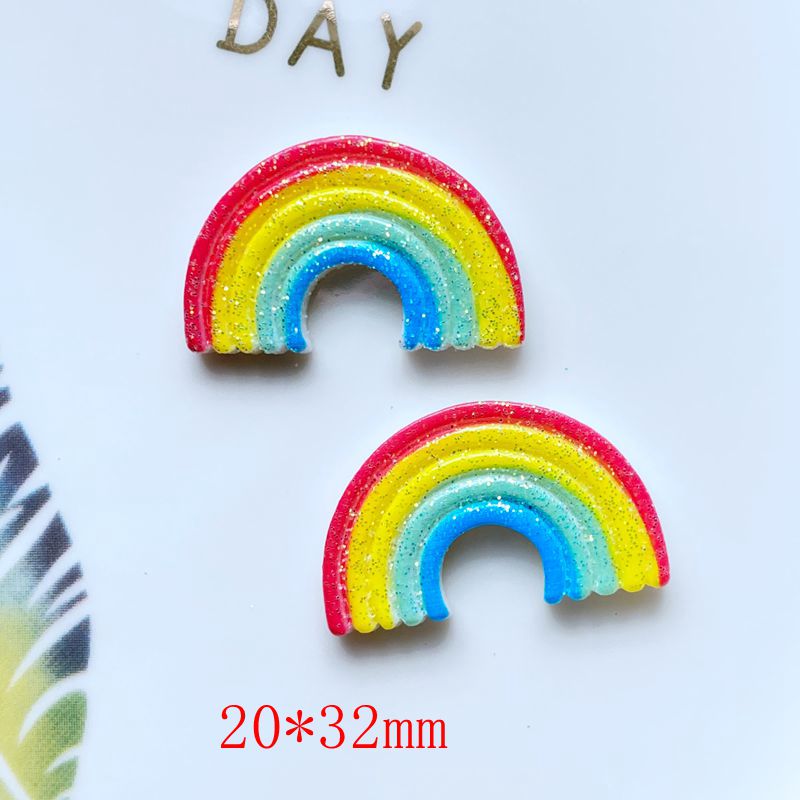 10Pcs Hars Leuke Gemengde Heldere Regenboog Serie Platte Achterkant Cabochon Plakboek Kawaii Diy Embellishments Accessoires: G
