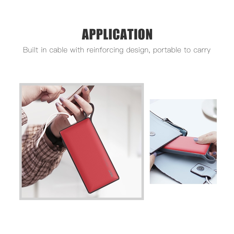 10000mAh Portable Charger Quick Charge Power Bank with Built in Type C Micro USB Cable Fast Charging for iPhone Samsung Xiaomi