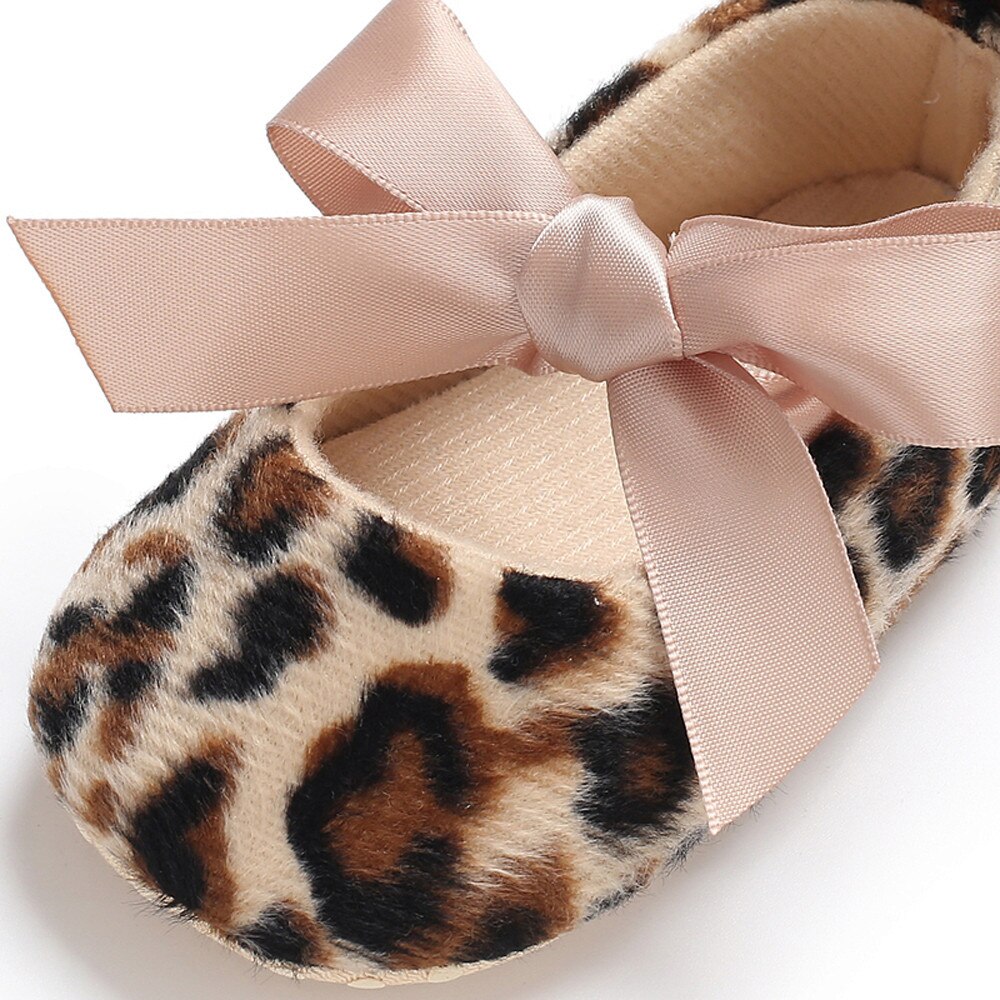 Toddler Cute Girl Leopard Print Tie Soft Newborn Anti-slip Baby Shoes Leopard Print Newborn Anti-slip Classic Sports Sneakers