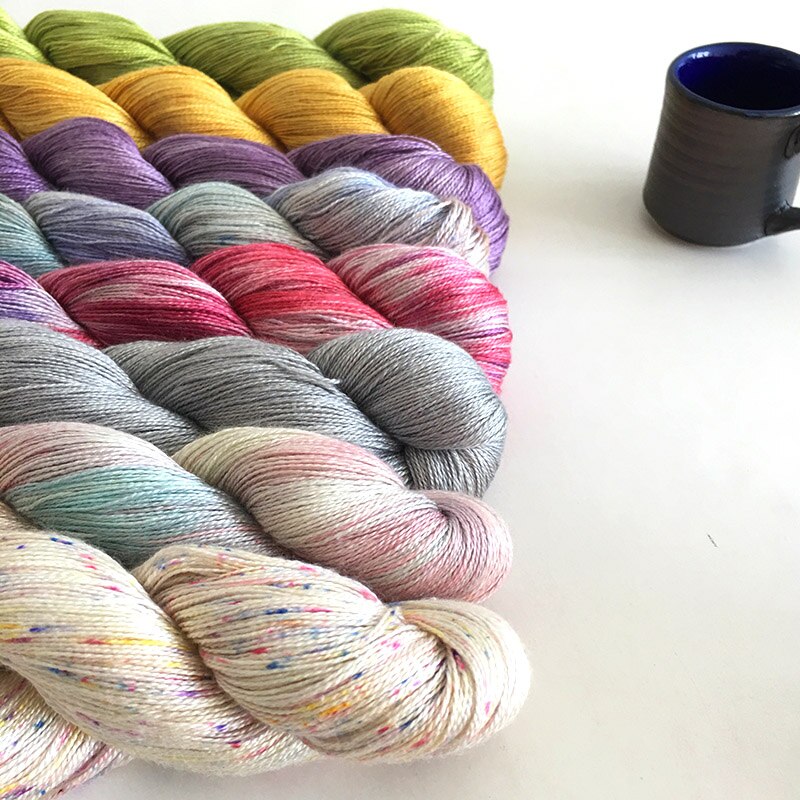 Madeja-hilo de seda pintado a mano, 50g, para tejer a mano, encaje de ganchillo, peso Natural, 22