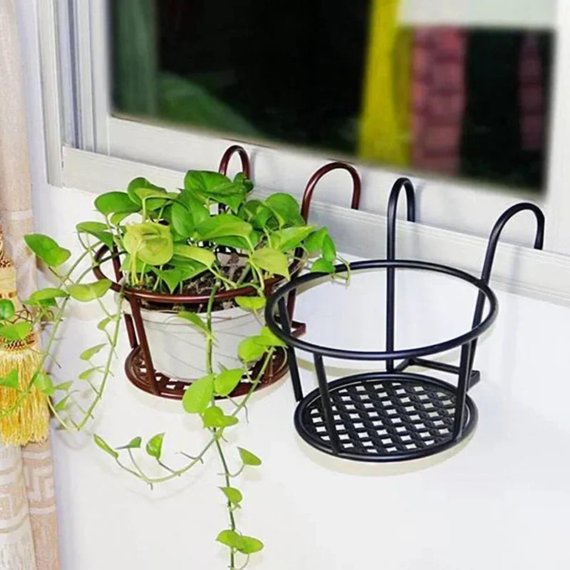 IJzeren kunst hangende manden bloempot balkon hangende plant ronde rekken reling hek buiten raam bonsai standaard decoratie