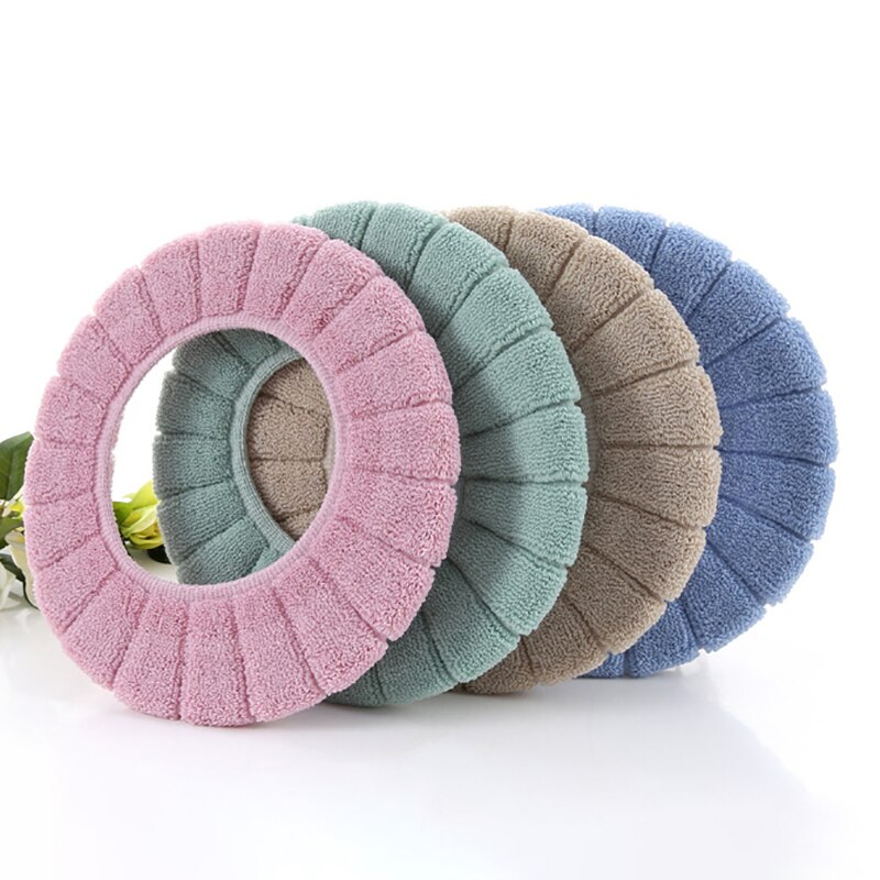 1Pcs Pompoen Patroon Wc Cover Kussen Winter Warm Pluche Wc Cover Mat O-Vorm Effen Kleur Dikker Wc kussens