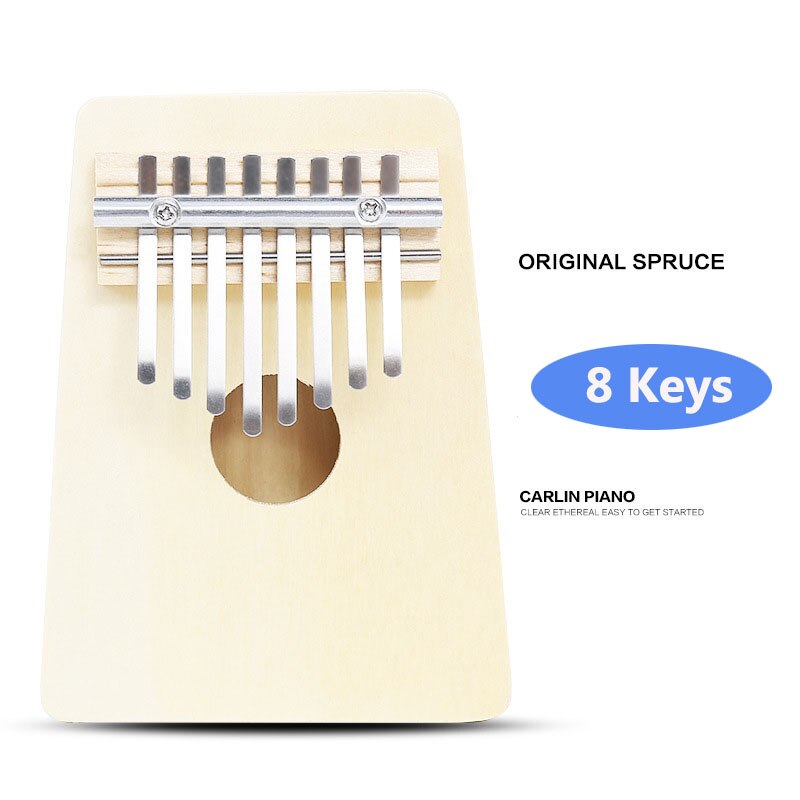 8/10 teclas kalimba pinho sólido africano mogno polegar dedo piano sanza mbira calimba tocar com guitarra instrumentos musicais de madeira: Spruce 8 Keys