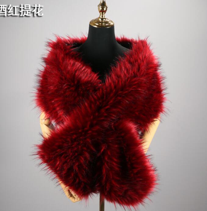 PEORCHID Blue Faux Fur Wedding Shrug Bolero Bridal Shawls And Wraps Stola Elegante Donna Red Women Party Winter Wedding Cape: 12