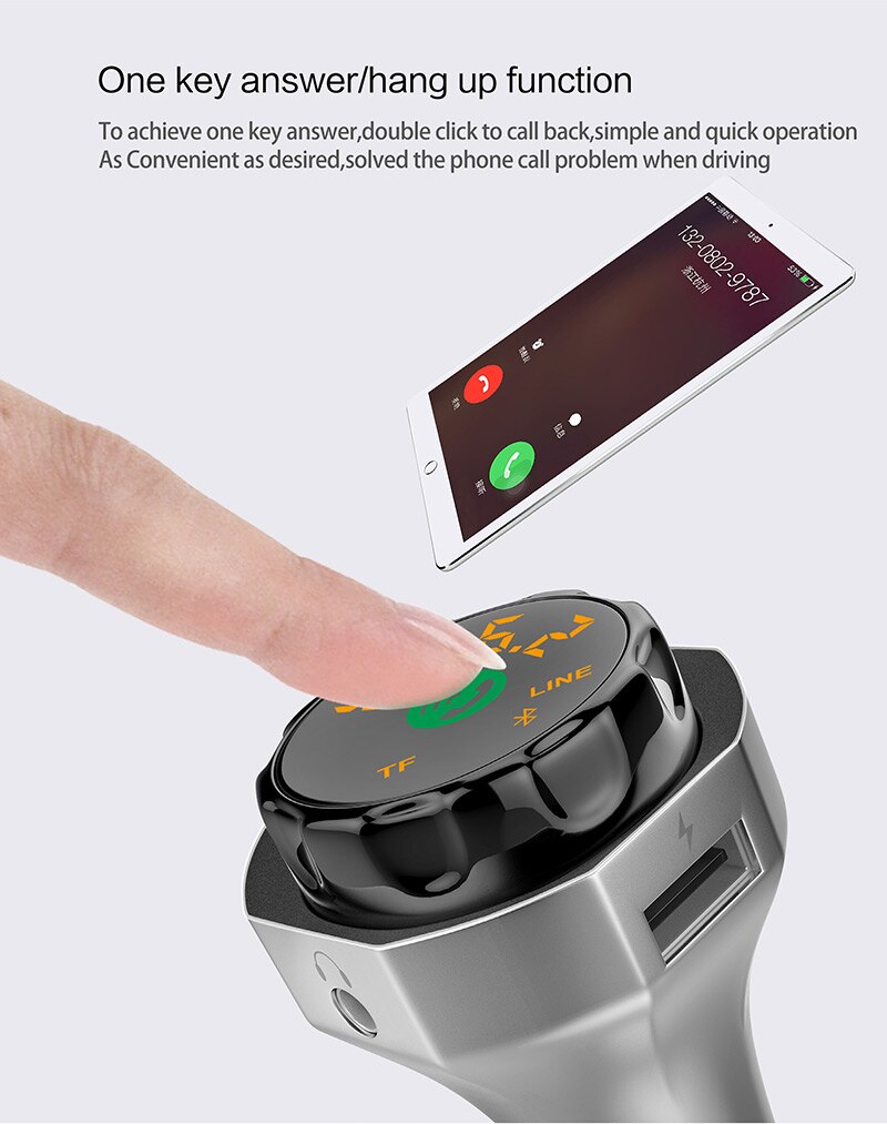 FM transmitter Bluetooth modulator car hands-free MP3 player supports USB flash drive SD card USB charger auxiliary