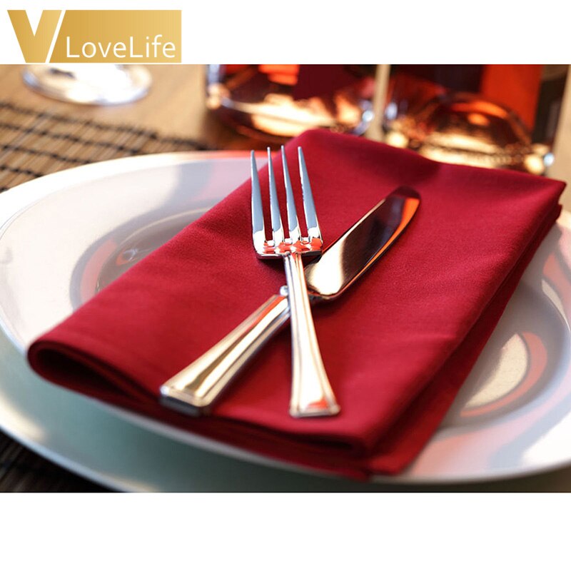 10Pcs 45x45 cm Polyester Plain Tafel Servetten Linnen Diner Zakdoeken Mond Doeken Voor Event Banket Bruiloft