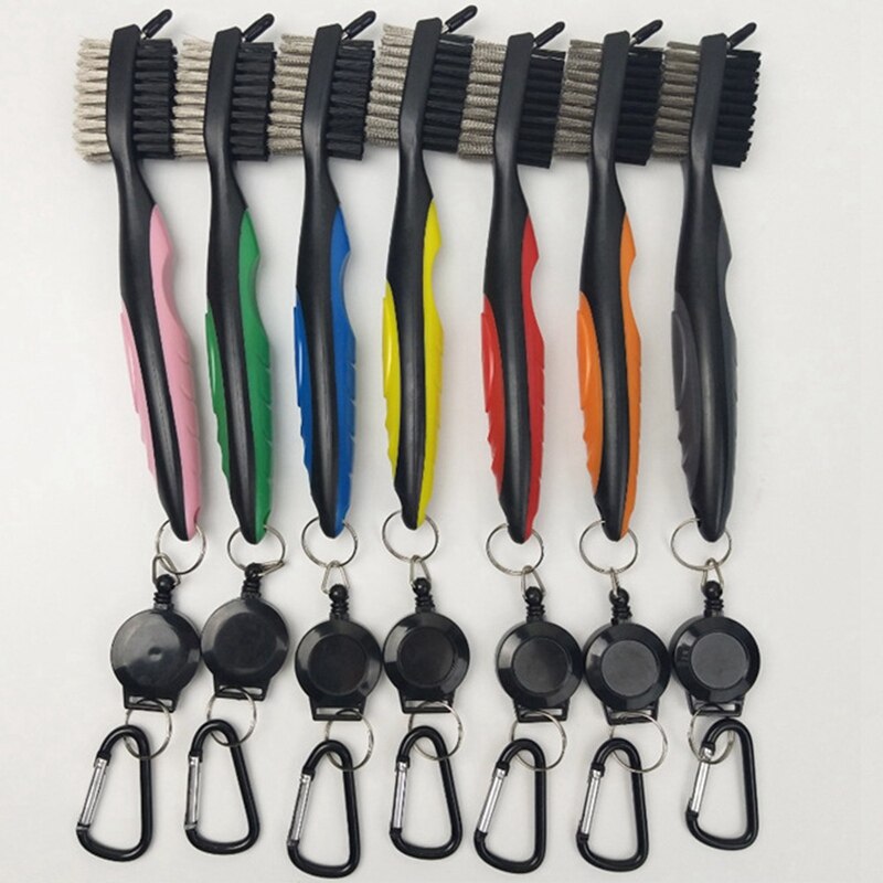 Brosse de nettoyage de Club de Golf Double face avec porte-clés pour Club de Golf avec outil de tyrolienne rétractable