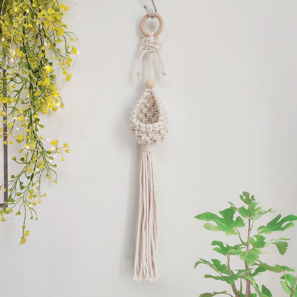 Soporte de macramé para plantas de aire, colgador para plantas de aire bonitas, Mini plantas suculentas, Tillandsia y plantas artificiales, tapiz de pared para decoración del hogar: GT-02F