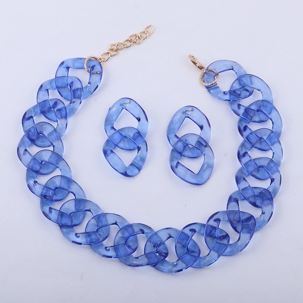 Fishsheep Transparant Acryl Ketting Grote Ketting Voor Vrouwen Kleurrijke Clear Choker Kraag Ketting Mode-sieraden: blue as photo