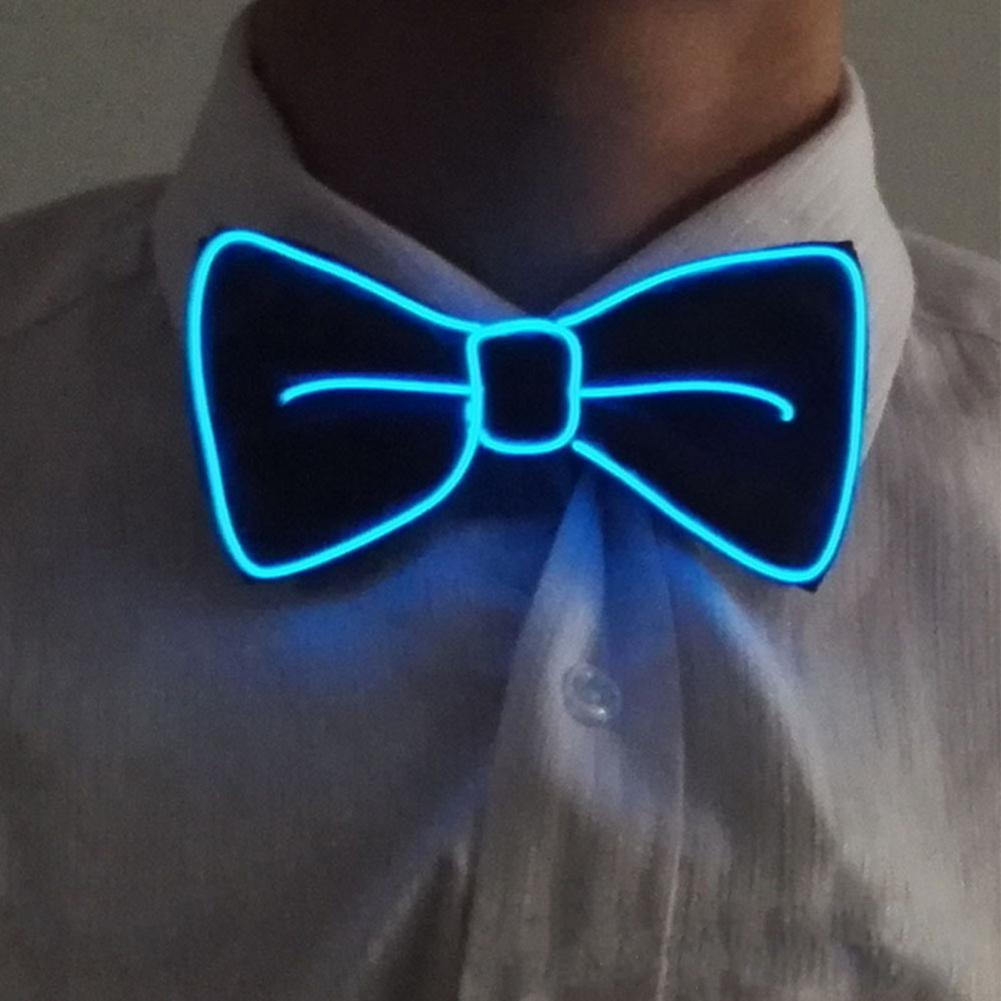 LED-Fliege, leuchtende blinkende Krawatte, Geburtstagsfeier, Hochzeit, Weihnachten, Dekoration, Halloween, Cosplay, verschiedene Lichtmodi, Fliege: Blau