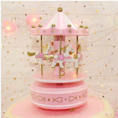 Carousel music box cake decoration birthday geometry music baby room decoration cake decoration home decoration: A