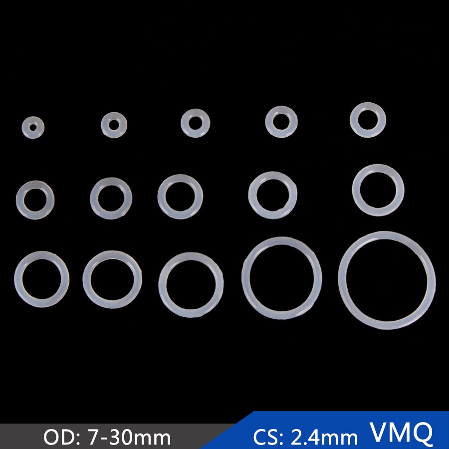 20Pcs Vmq Siliconen Rubber Afdichting O-Ring Vervanging Wit Afdichting O Ringen Pakking Washer Od 6Mm-30Mm Cs 2.4Mm Diy Accessoires S120