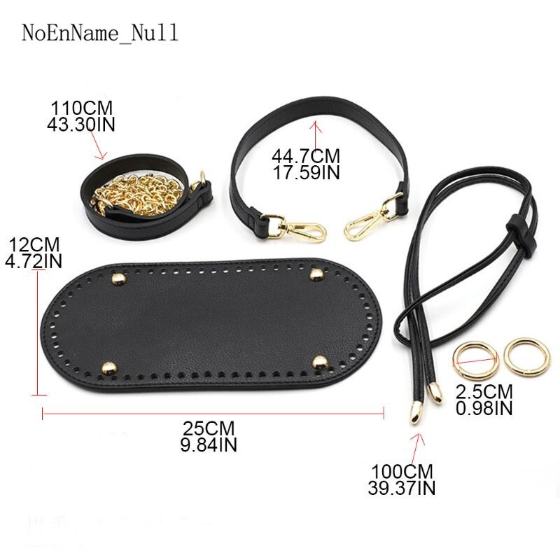 Bolsa de mano de ganchillo hecha a mano DIY, 5 unidades por juego, bolsa de accesorios, correa de cadena de cuero Artificial al hombro, asa para bolsa, repuesto inferior