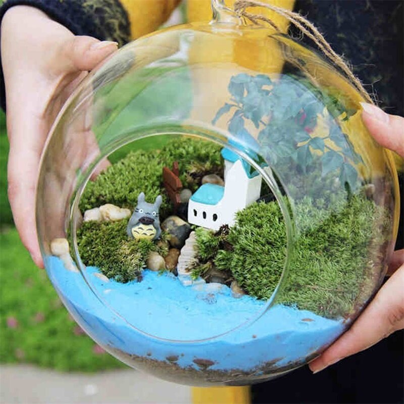 Vase boule de verre suspendu S55, , , Pot de plante de fleur, Terrarium, décor de maison et de bureau