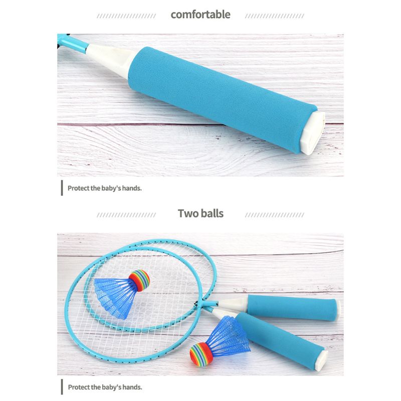 Raqueta de bádminton para niños 1 PAR + 2 uds., juego de bádminton para deportes al aire libre, juguete de Fitness