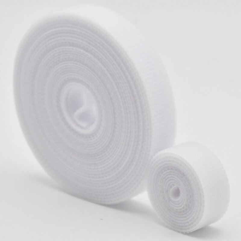 Cable Ties Roll Double-sided Tape Holder Fastening Tape By Hook &amp; Loop Nylon Strap for Computer Electronic Cord Power Wire: white / 1.5x300cm