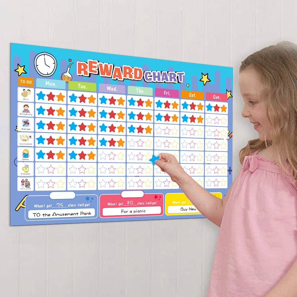 Magnetisk belønningskort sæt til børn, der lærer kalenderplan pædagogisk legetøj familie dagligt ugentligt ansvar adfærdskort