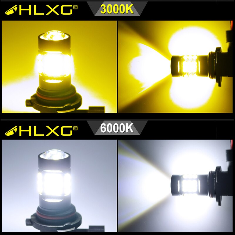 hlxg car fog lights h11 led Foglight 36W day Driving Bulb Yellow White 6000K 3000K 9005 HB3 9006 HB4 h8 fog light Auto bulbs 12V