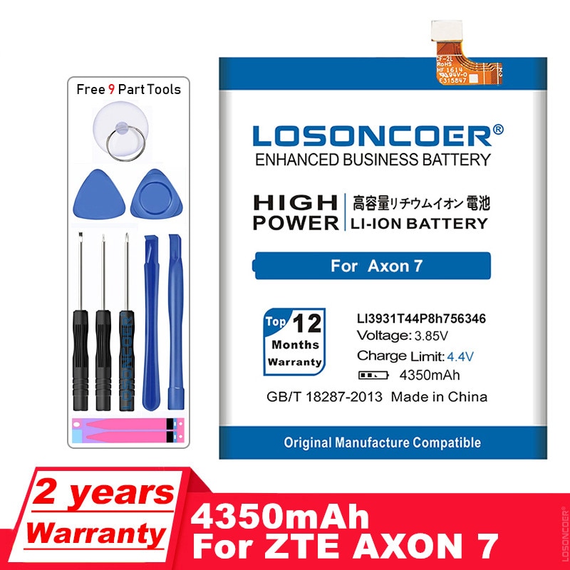 Losoncoer 4350 Mah LI3931T44P8h756346 Batterij Voor Zte Axon 7 5.5 Inch A2017 Smart Phone Batterijen + Volgnummer Gereedschappen