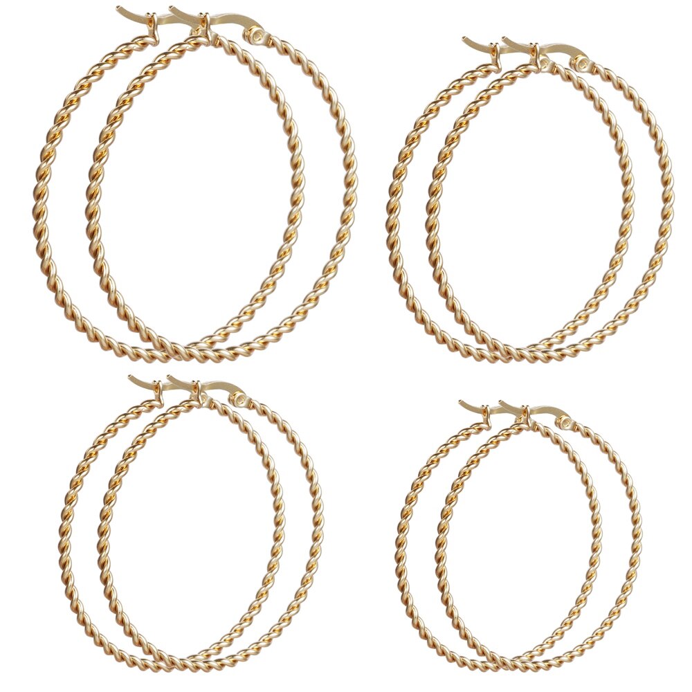 Essff 4 Verschillende Maten Rvs Punk Mens/Womens Oorbellen Gold Clip Oorbellen Hoop Ronde Cirkel Piercing Opknoping Oorbel
