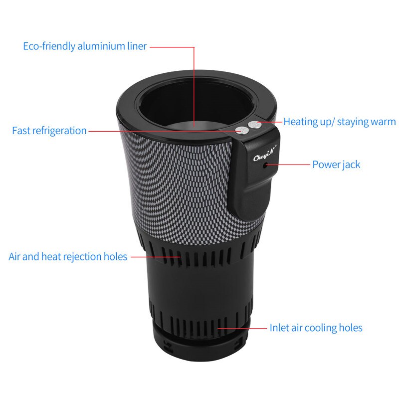 DC 12V 2 In 1 Cooling Heating Cup Rotated Adjustment Base Cooling Drinks Cup Coffee Warmer Cup Warm Cooler Mug Holder