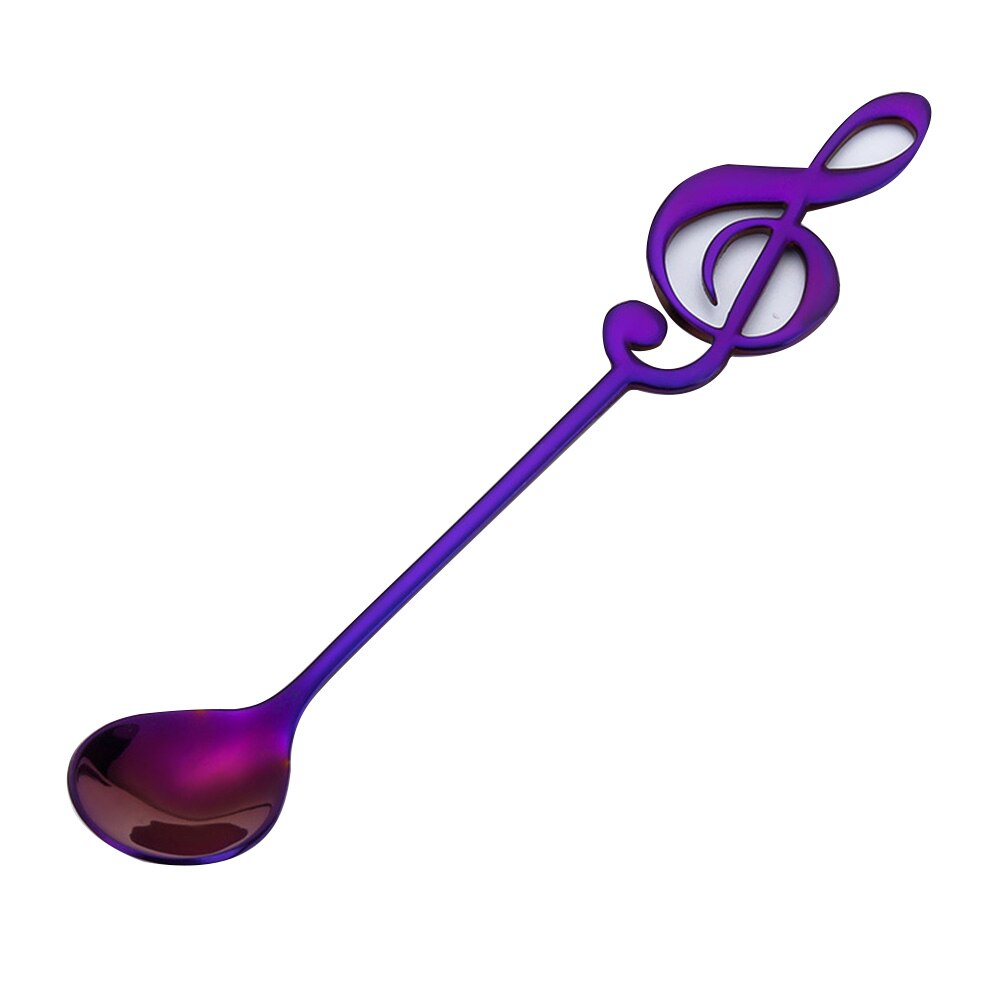 7 Colors Note Stainless Steel Coffee Tea Stirring Spoon Teaspoon Music Theme Metal Cake Dessert Ice Cream Spoons Flatware: 02