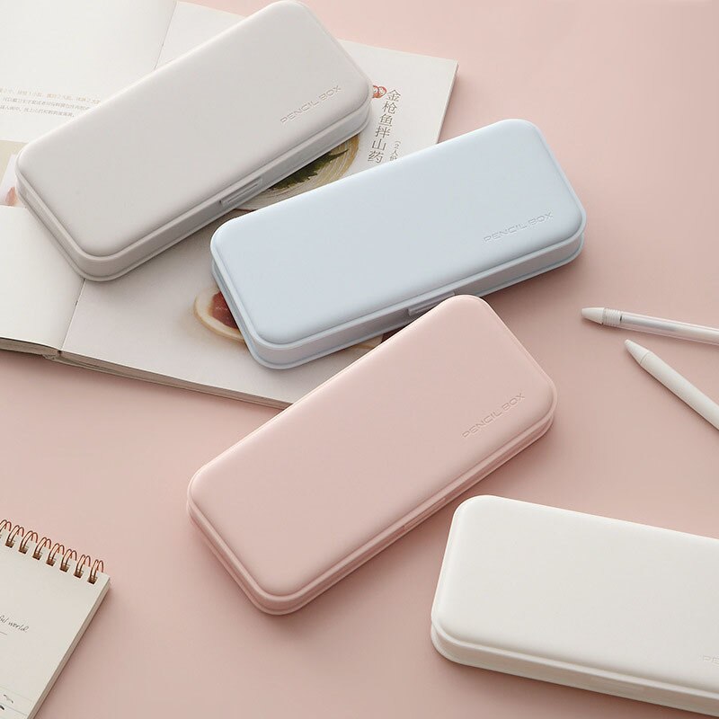 Simple Style School Pencil Case PP Frosted Waterproof Dirt Resistant Large Capacity Partitioned Pencil Box Student Stationery