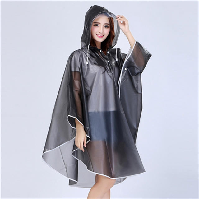 Moto EVA veste de pluie femmes imperméable à capuche imperméable Poncho extérieur manteau de pluie femmes Semi Transparent vélo vêtements de pluie: Gray