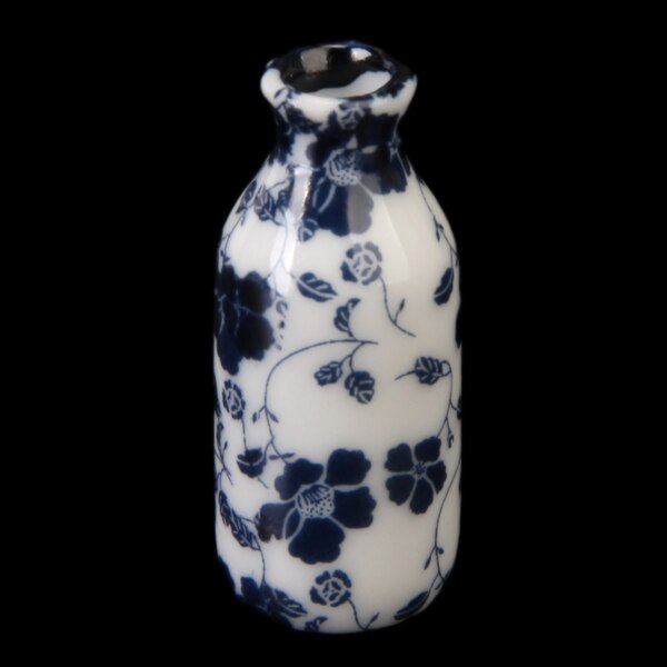 7 Stck/Pack 1/12 Puppenhaus Sammlung Keramik China Porzellan Vase Untertasse --- Weiß + Blau Ranke