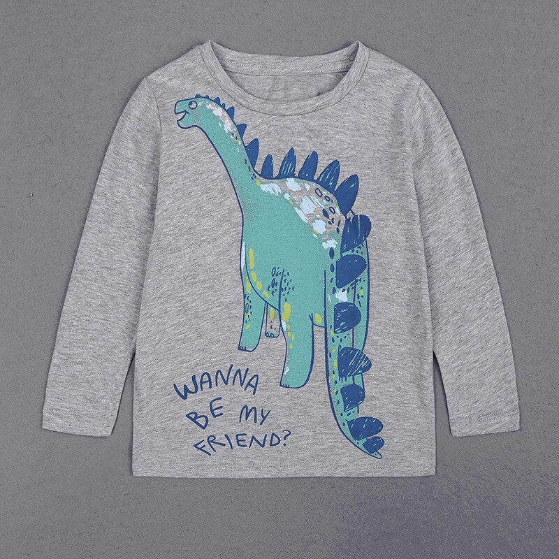 Del bambino dei ragazzi a maniche lunghe T-camicia primavera e autunno di usura dei bambini nuovi capretti dei vestiti del fumetto del cotone dei ragazzi cime