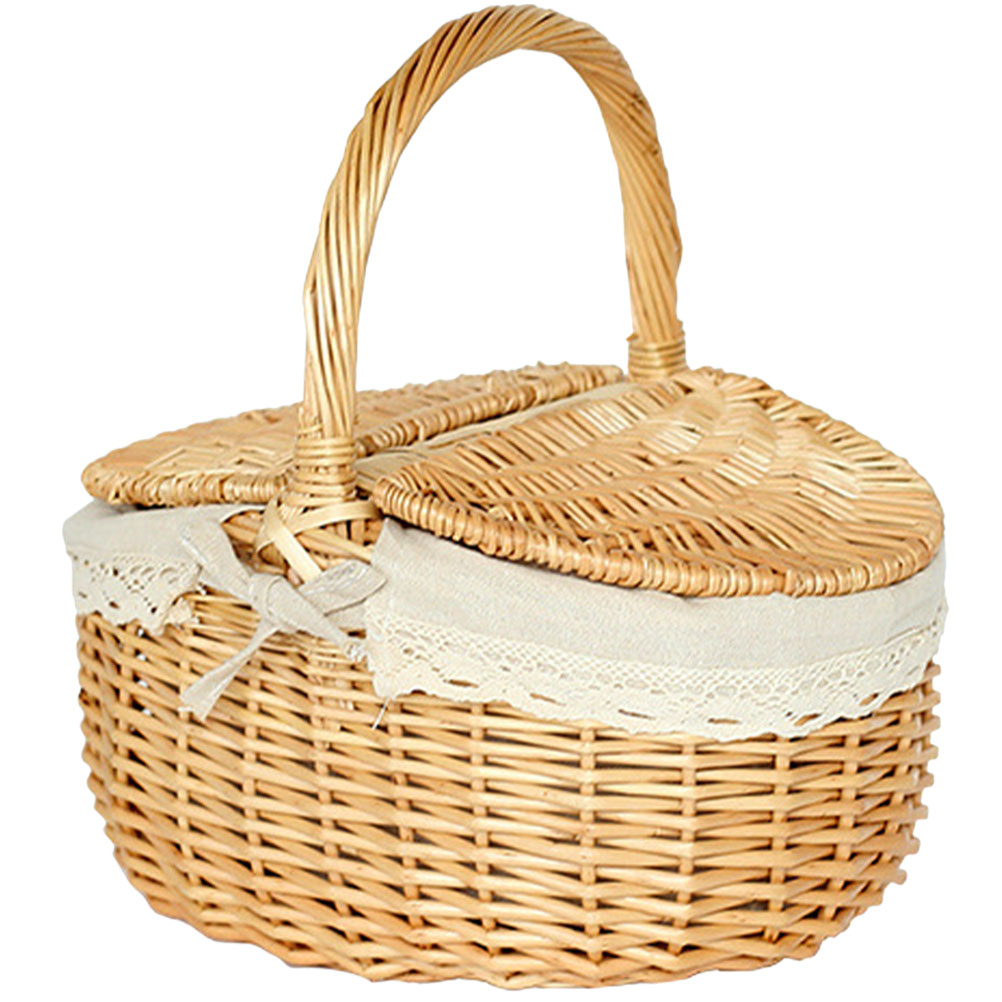 Cesta de Picnic al aire libre tejida a mano, disfraz hecho a mano, contenedor de frutas y verduras, tienda, cestas de sauce: Default Title