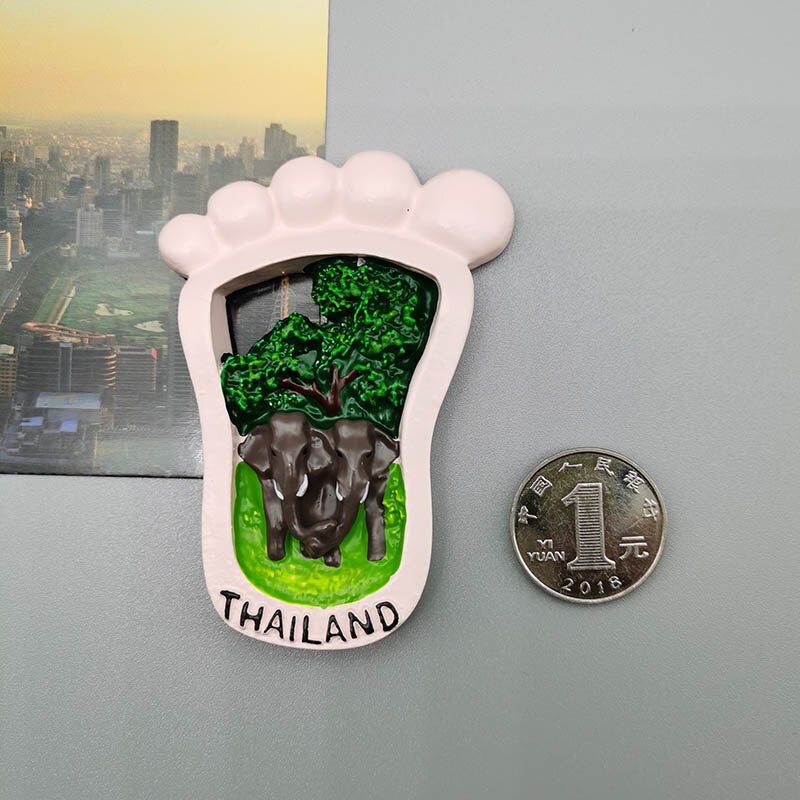 Thailand Olifant 3D Stereo Footprint Hars Koelkast Magneten Thailand Toeristische Koelkastmagneet Souvenir Voor Home Decoratie