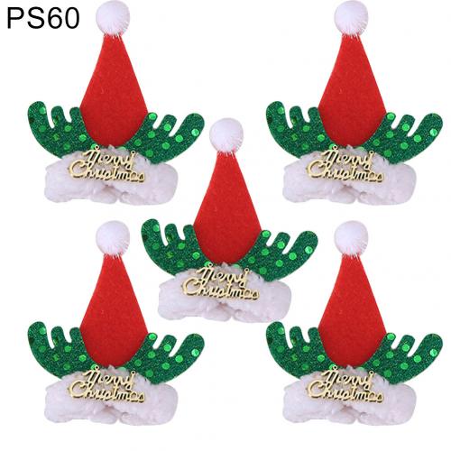 5Pcs Xmas Herten Hoorn Wijnfles Cover Wees Hoed Cap Party Decoratie Wijnfles Hoed Kerst Decoratie Xmas fles: PS60